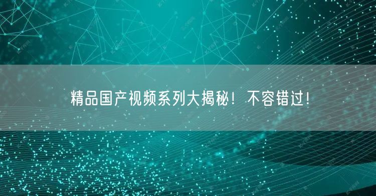 精品国产视频系列大揭秘！不容错过！